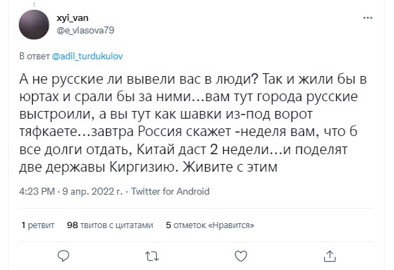 Девушка написала в Twitter негативный пост о кыргызах и получила год колонии
