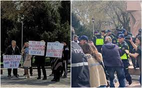 Двумя фото: в Бишкеке антипутинский марш разогнали, а митинг в поддержку РФ не тронули